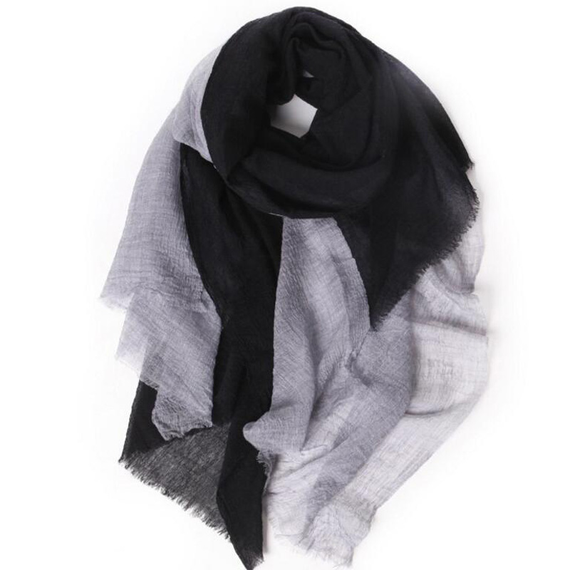 Soft Wool Scarves Blue Bicolor Women Fall Pashmina Scarf